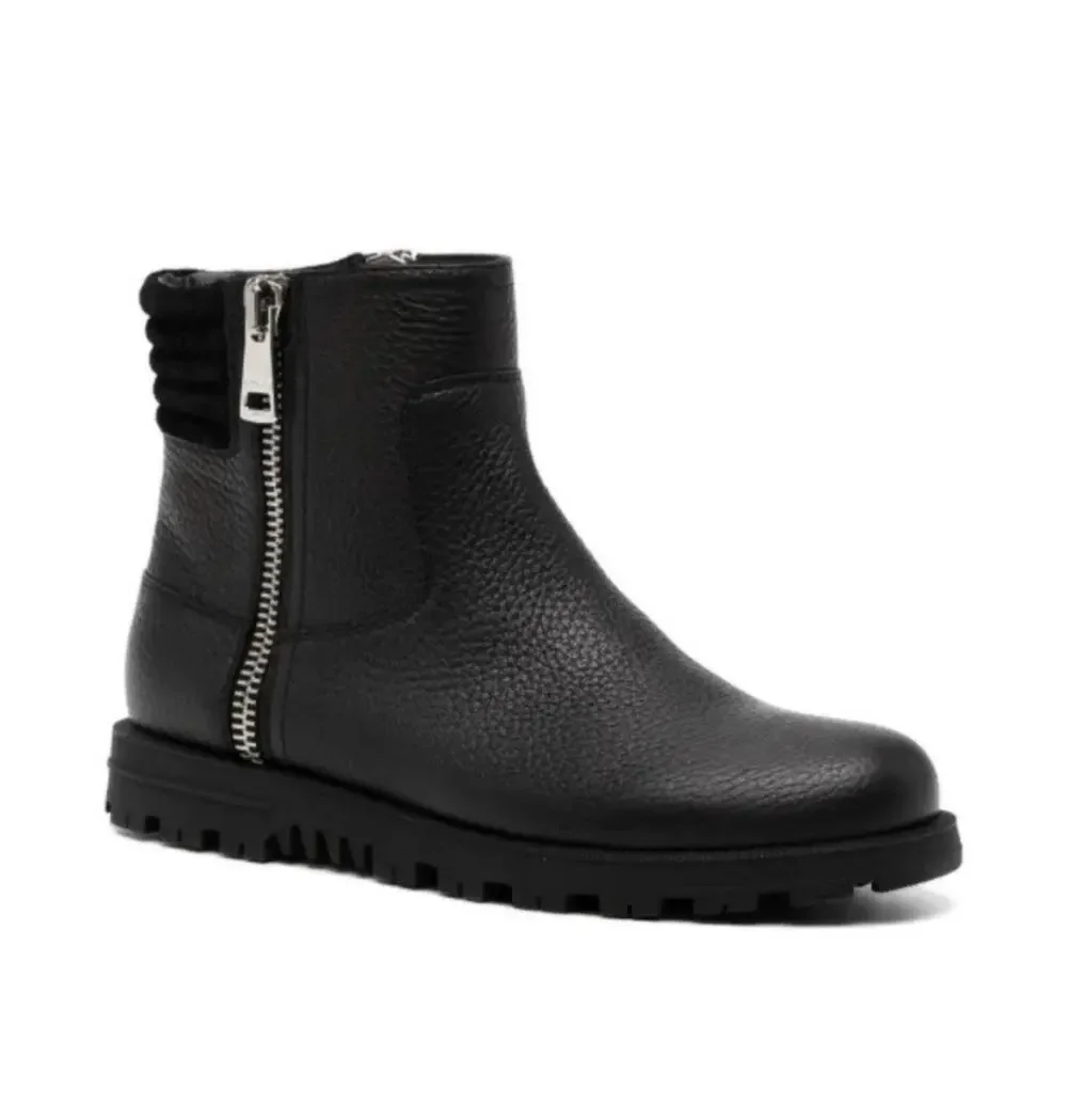 Gucci GG Black Leather Ankle Booties Women's Size 38 Moto Boots
